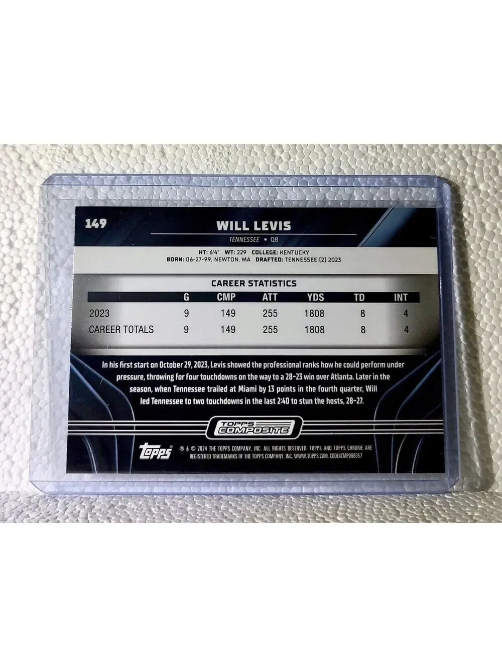 Will Levis 2023 Topps Chrome Black NFL #149 Football Card Tennessee Titans